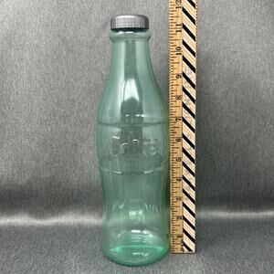 Coca Cola Coin Bank Bottle 12 Inch Green Plastic Shelf Decor Save Pennies Coins